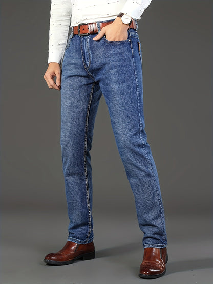 Men's Straight Leg Jeans - Black Denim Clean Finish Streetwear