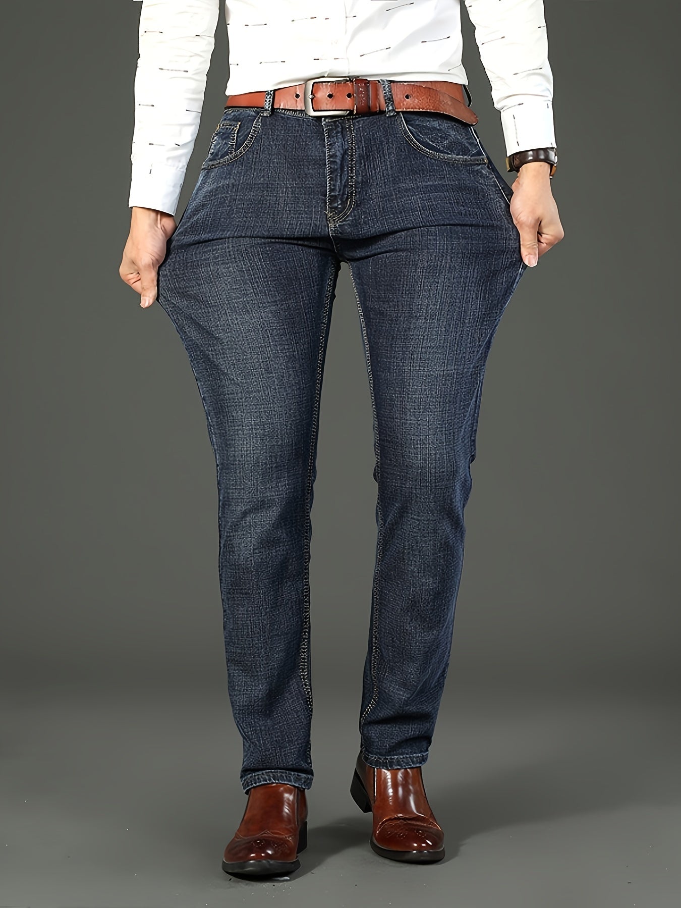 Men's Straight Leg Jeans - Black Denim Clean Finish Streetwear