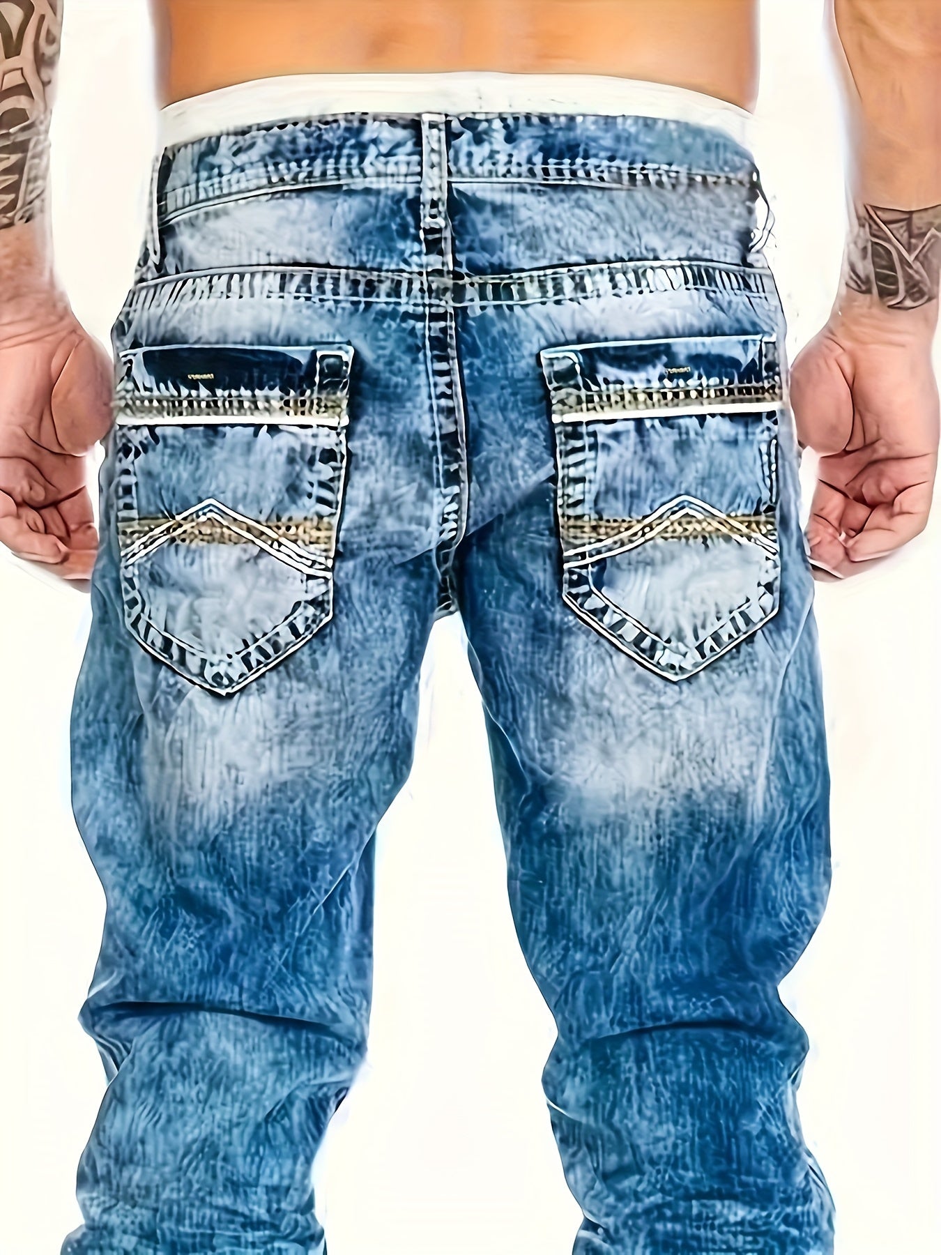 Men's Straight Leg Jeans - Classic Wash Clean Finish