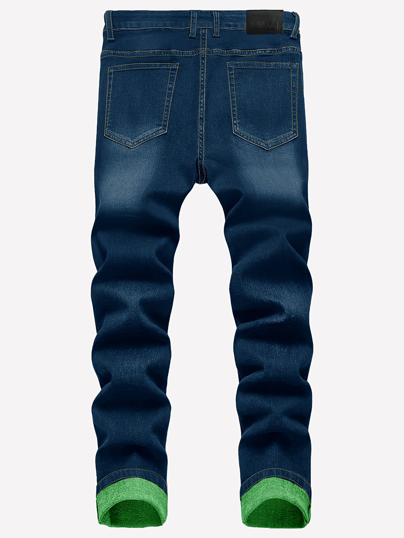Men's Straight Leg Jeans - Classic Wash Distressed Travel