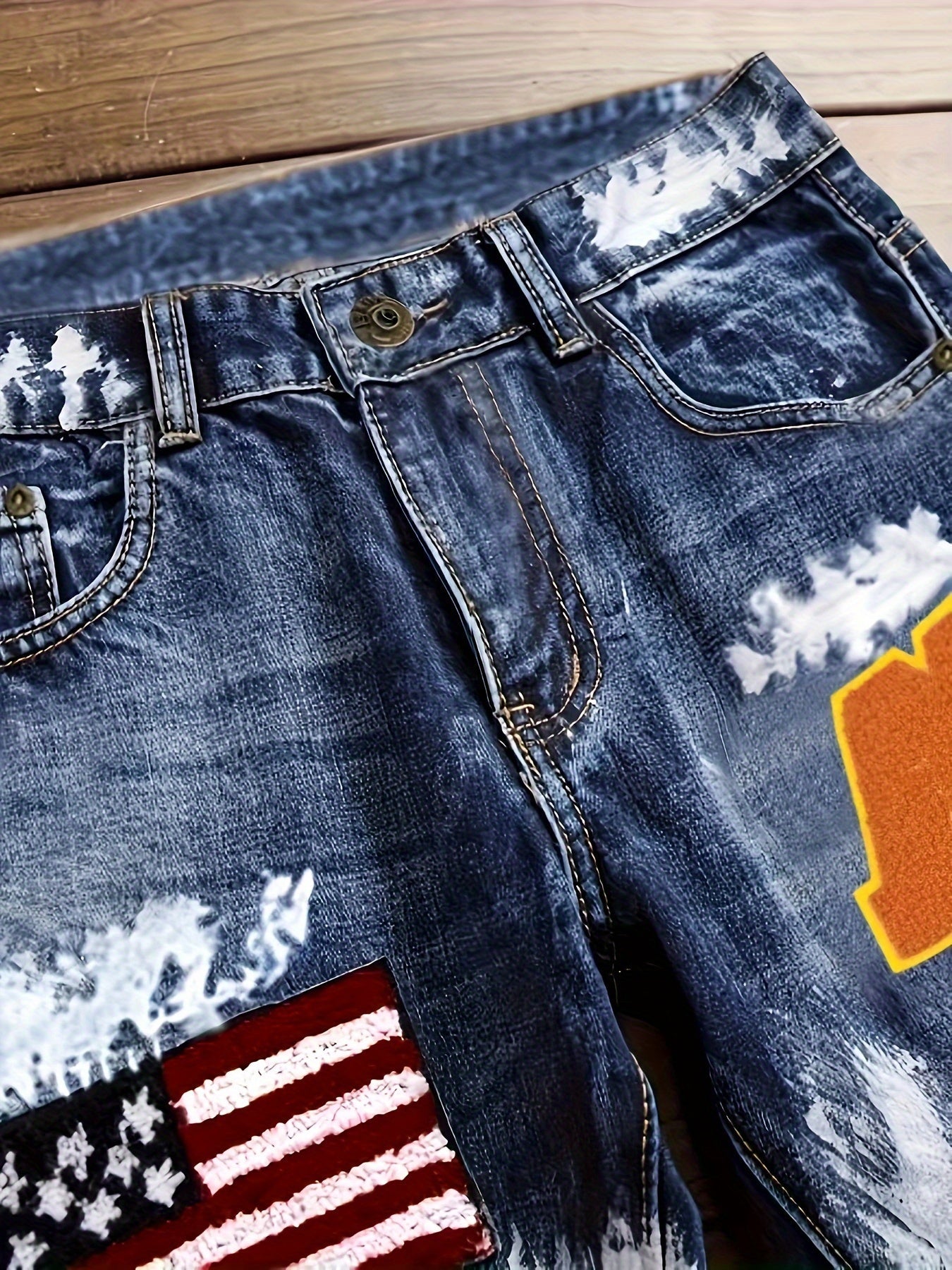 Men's Straight Leg Jeans - Classic Wash Embroidered