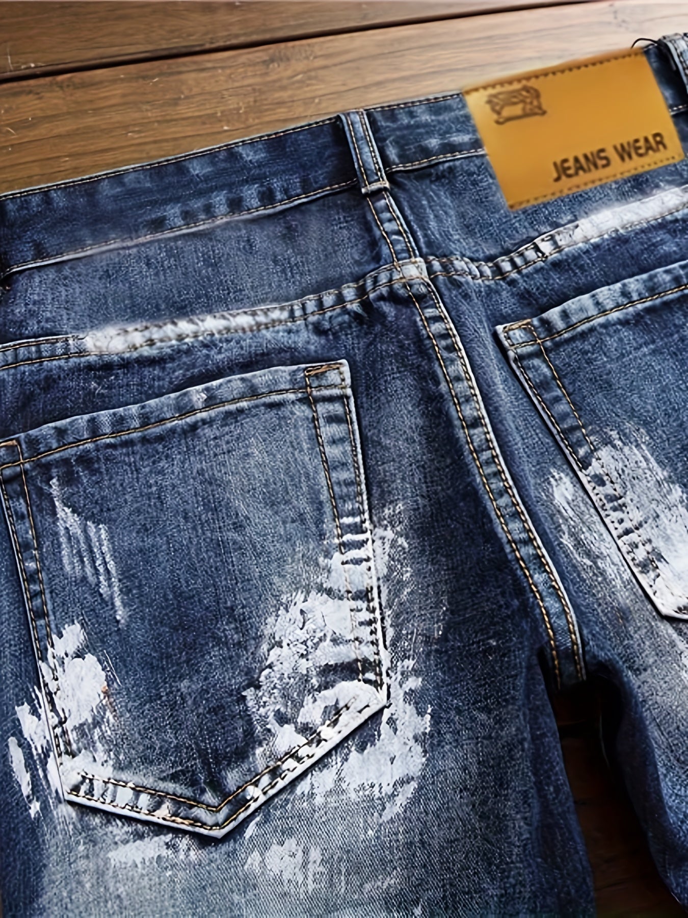 Men's Straight Leg Jeans - Classic Wash Embroidered
