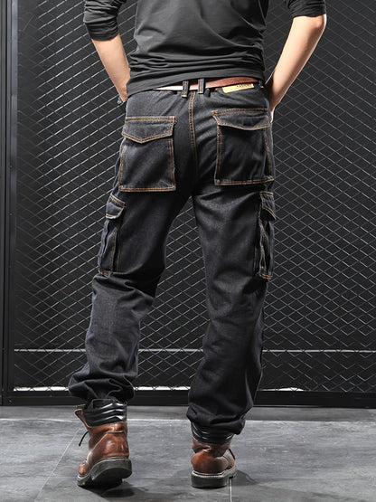 Men's Straight Leg Jeans - Classic Wash Utility Pocket