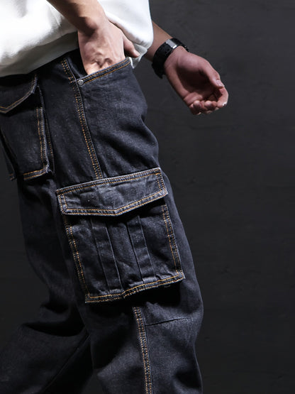 Men's Straight Leg Jeans - Classic Wash Utility Pocket