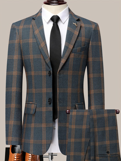 Men's Black Grid Polyester Slim-Fit Dress - product view 24