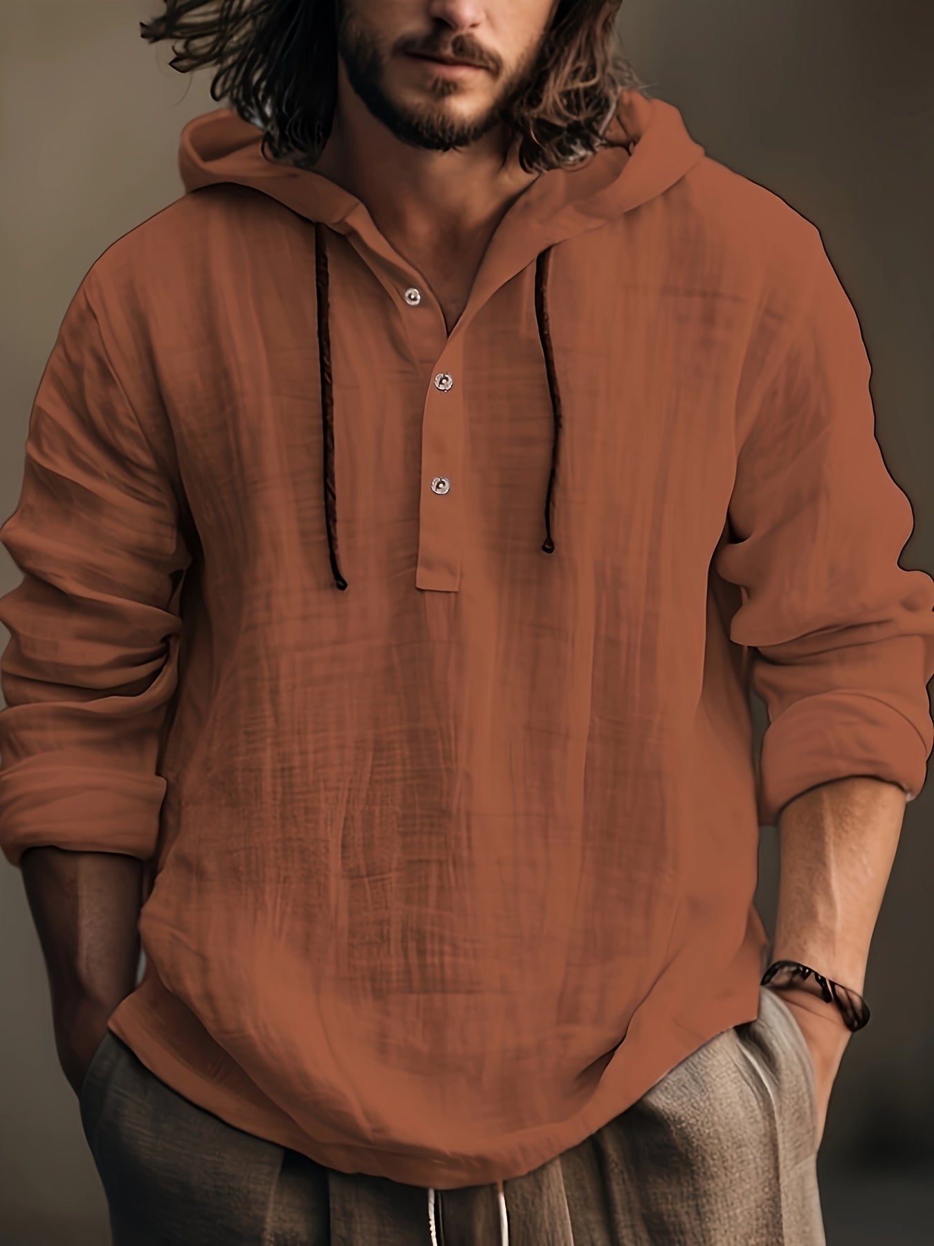Men's Coffee Brown Long-Sleeve Shirt - product view 5