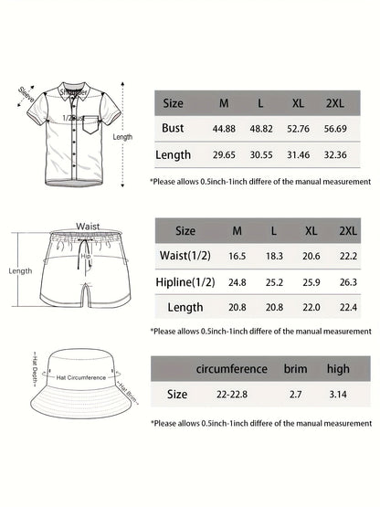 Men's Three-Piece Beach Outfit Set - Resort Print Summer Style