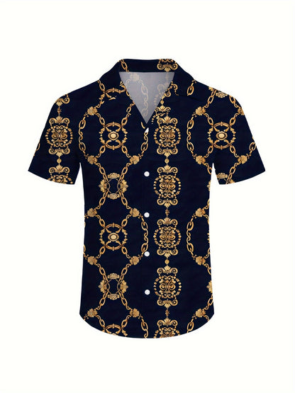 Men's Three-Piece Beach Outfit Set - Resort Print Summer Style