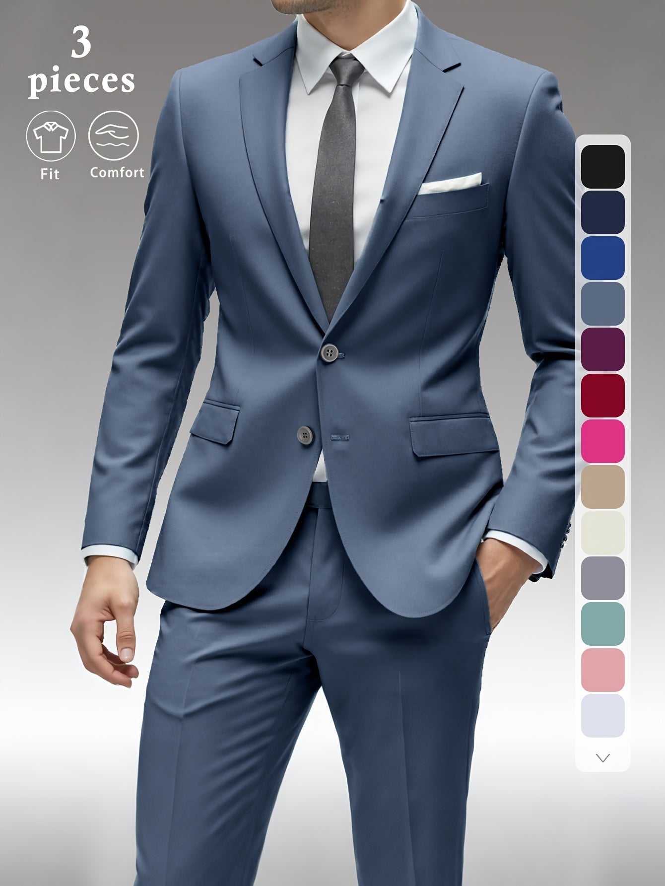 Men's Black Slim-Fit Outfit Set - product view 32