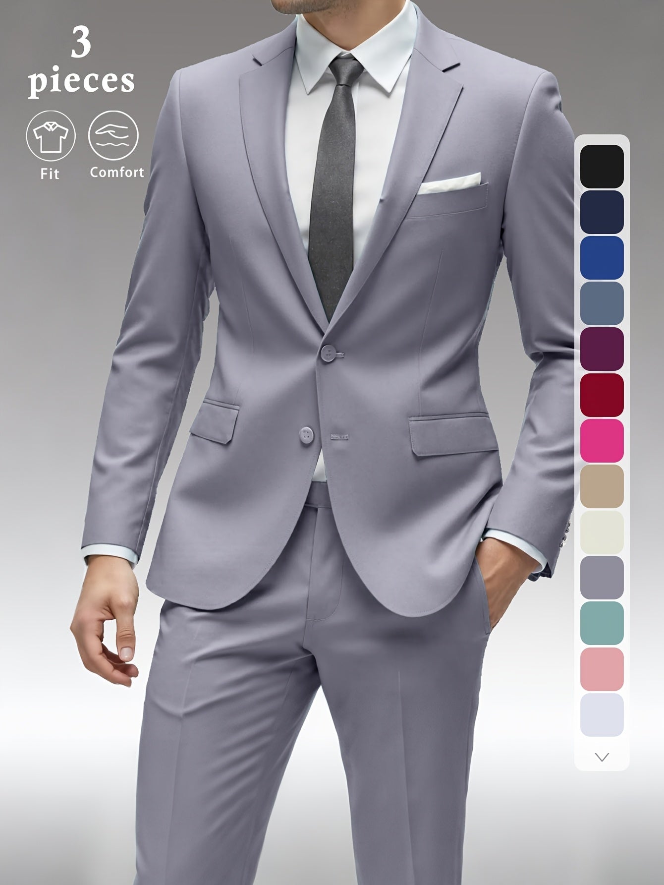 Men's Black Slim-Fit Outfit Set - product view 38