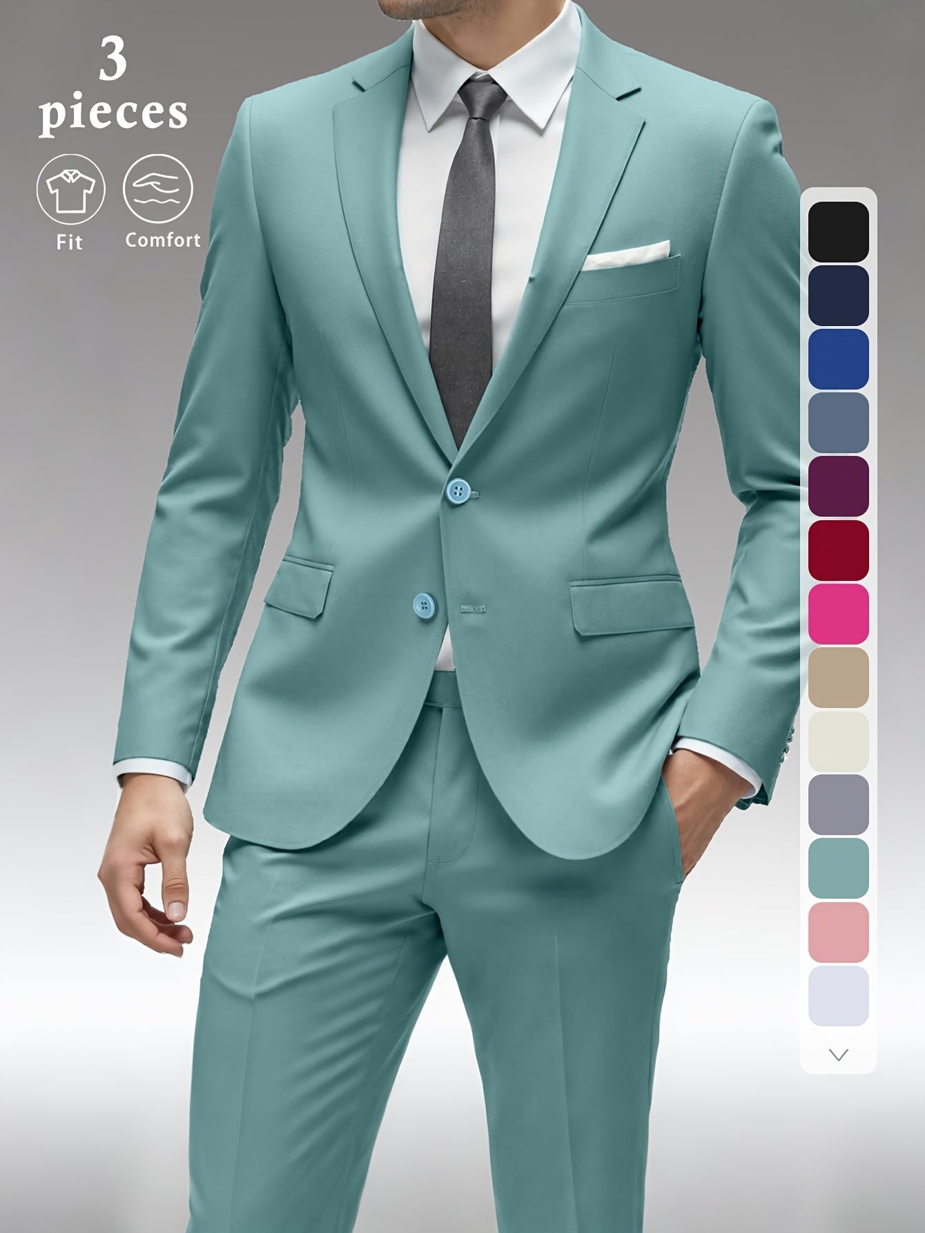Men's Black Slim-Fit Outfit Set - product view 50
