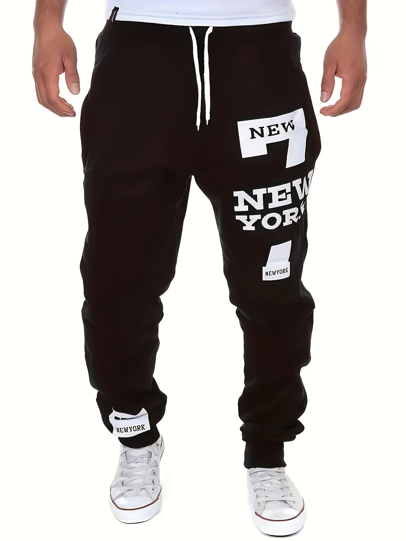 Men's White Polyester Printed Pants - product view 11