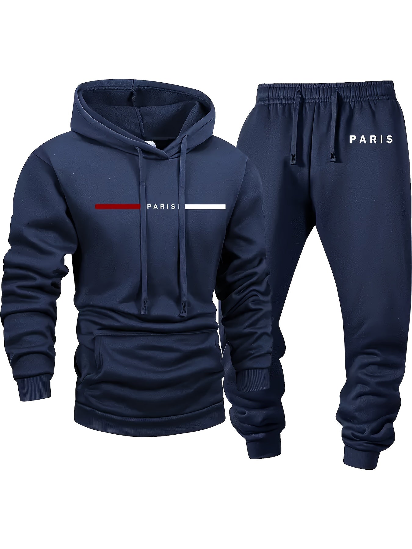 Men's Tracksuit Jacket and Pants Set - City Print Cold-Weather Style