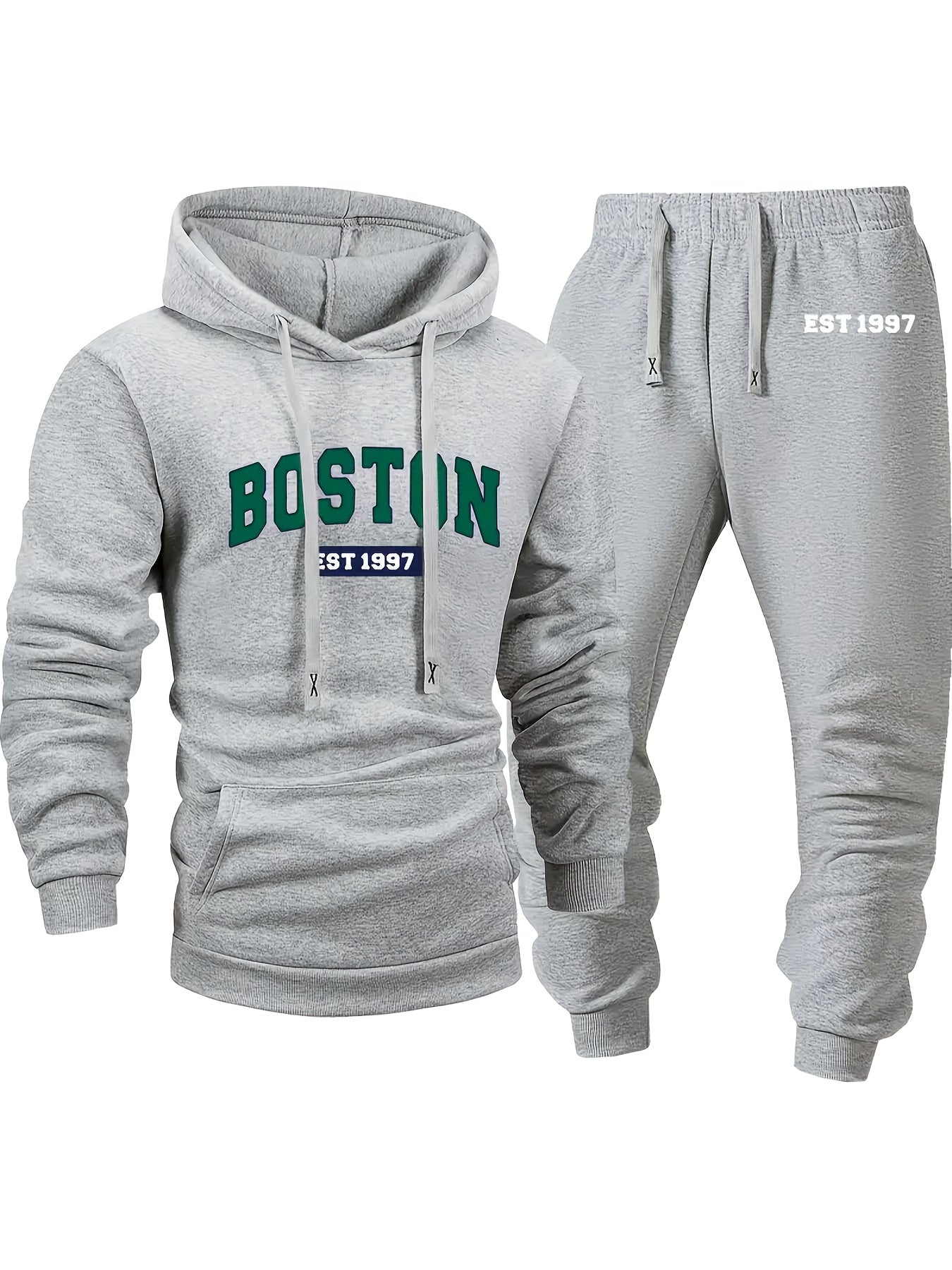 Men's Tracksuit Jacket and Pants Set - City Print Cold-Weather Style