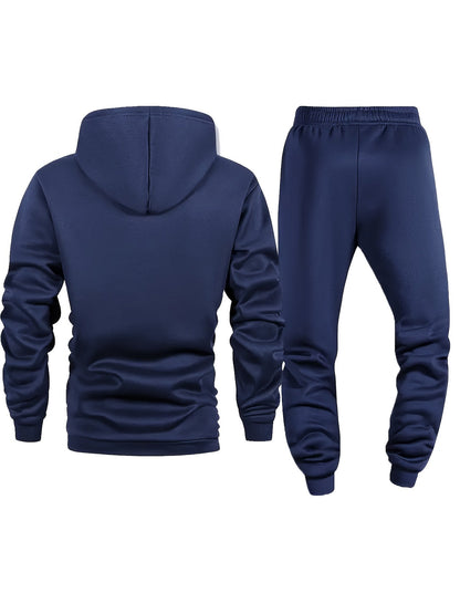 Men's Tracksuit Jacket and Pants Set - City Print Cold-Weather Style