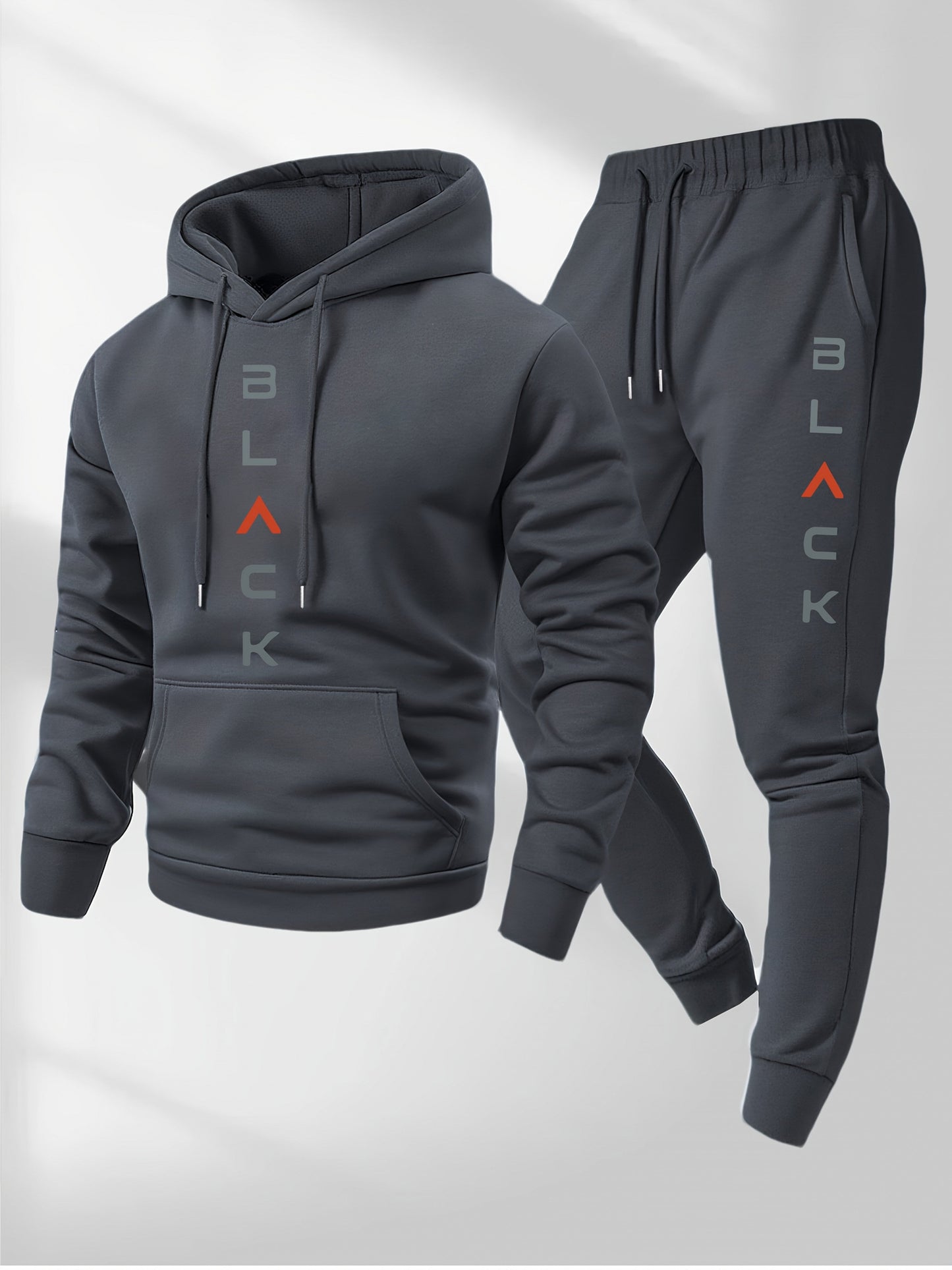 Men's Tracksuit Jacket and Pants Set - Letter Print Cold-Weather Style
