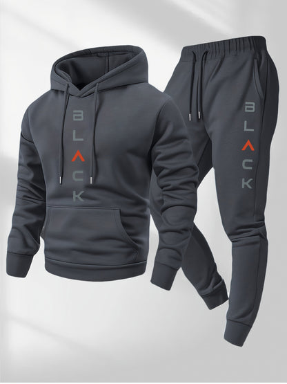 Men's Tracksuit Jacket and Pants Set - Letter Print Cold-Weather Style