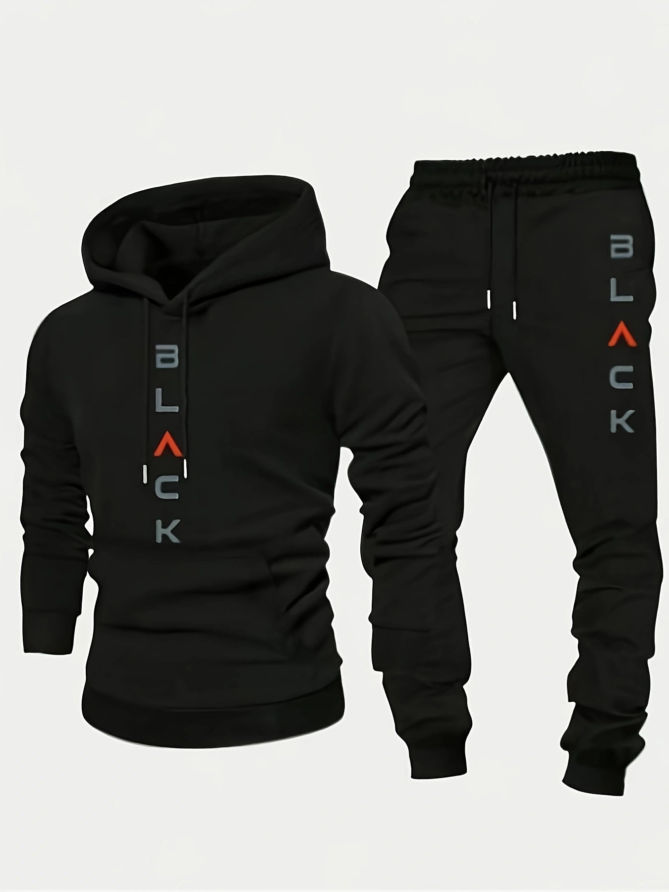 Men's Tracksuit Jacket and Pants Set - Letter Print Cold-Weather Style
