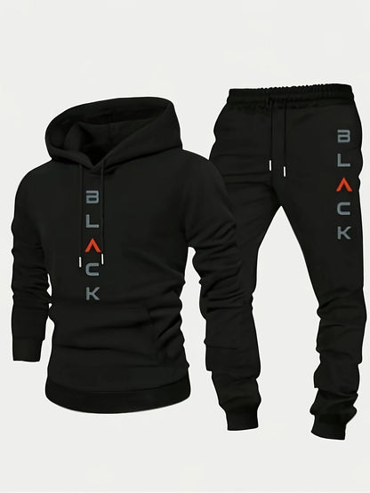 Men's Tracksuit Jacket and Pants Set - Letter Print Cold-Weather Style