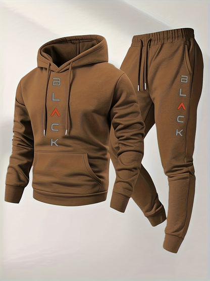 Men's Tracksuit Jacket and Pants Set - Letter Print Cold-Weather Style