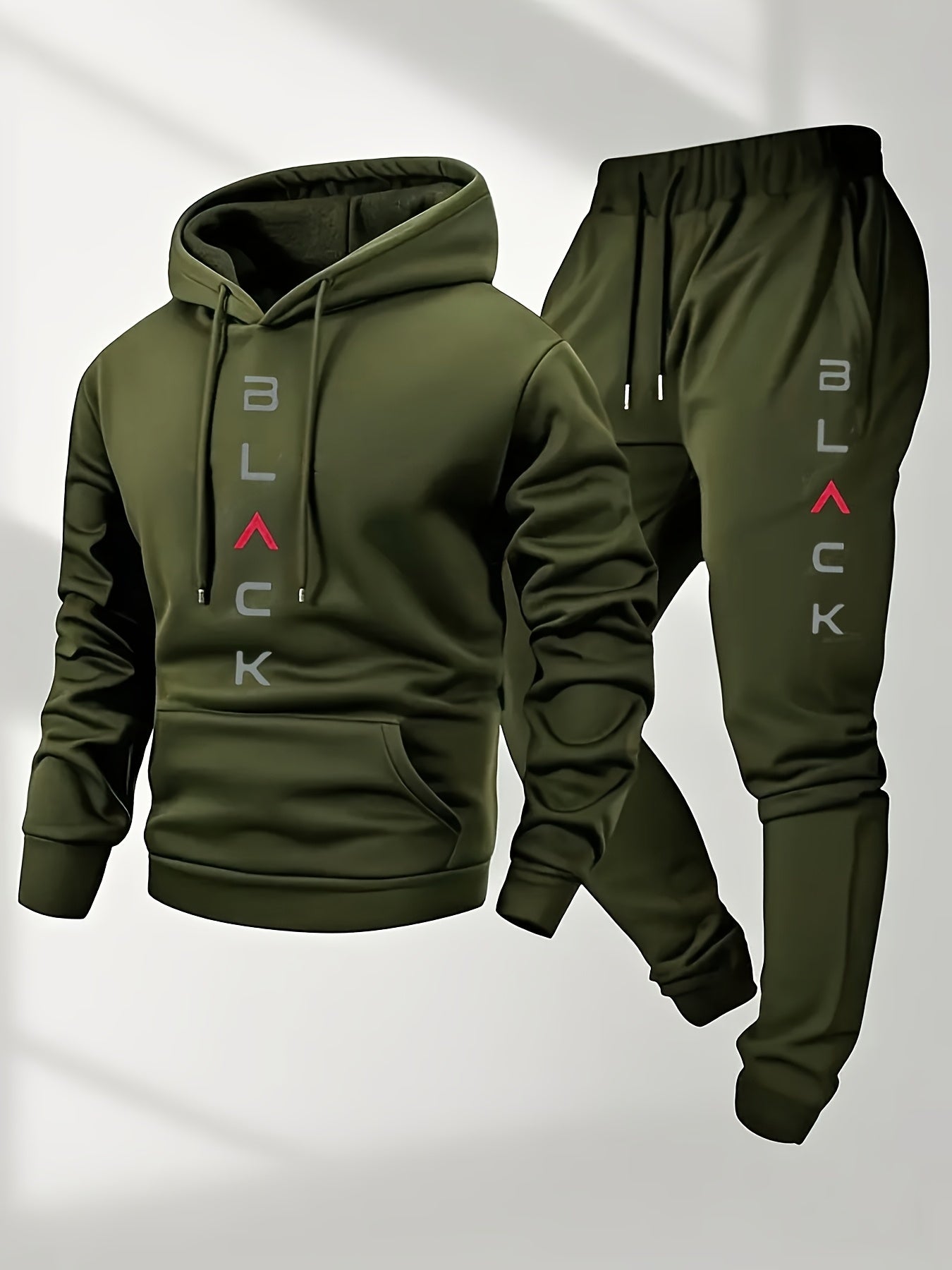 Men's Tracksuit Jacket and Pants Set - Letter Print Cold-Weather Style