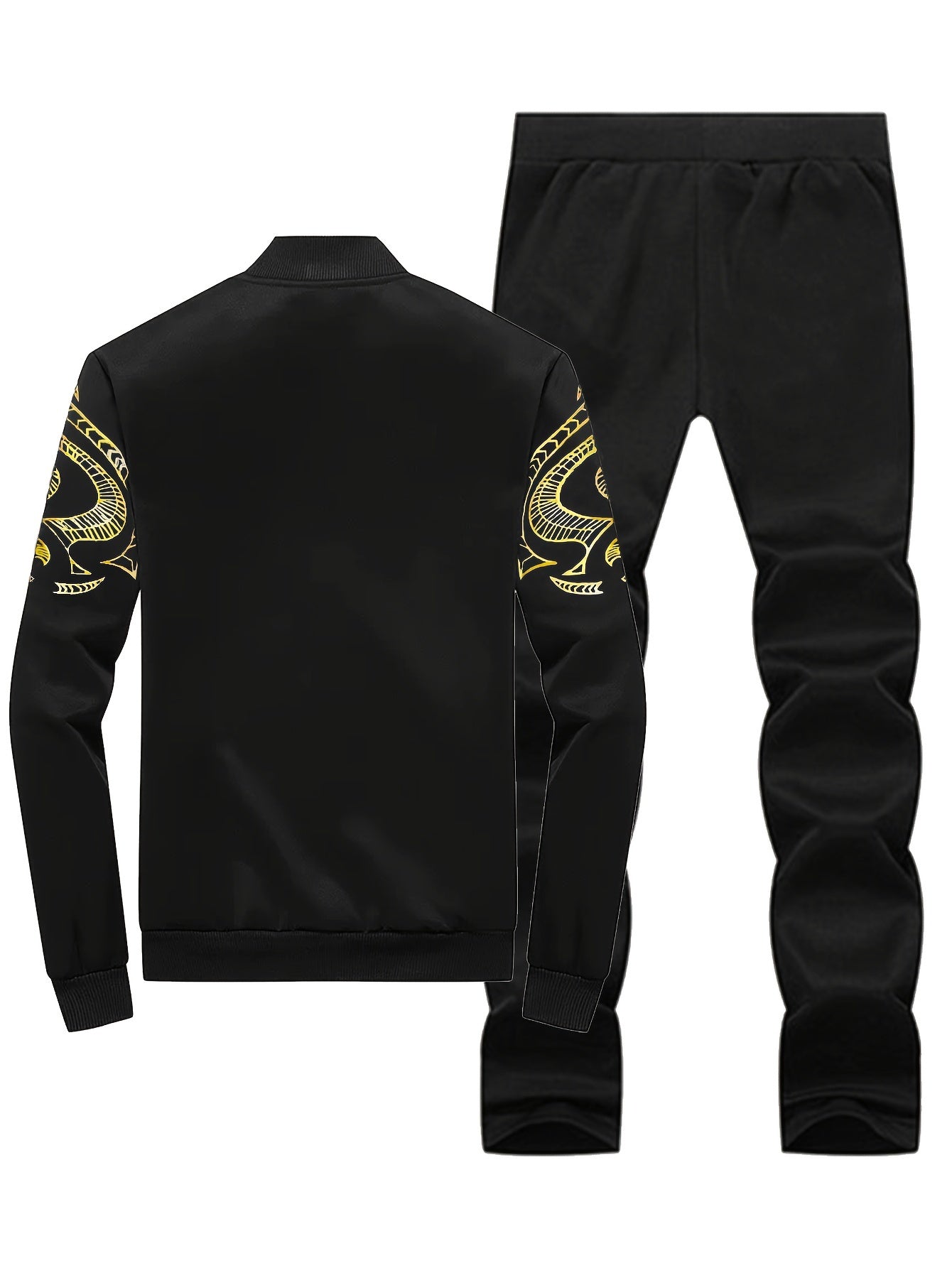 Men's Tracksuit Jacket and Pants Set - Striped Everyday Style