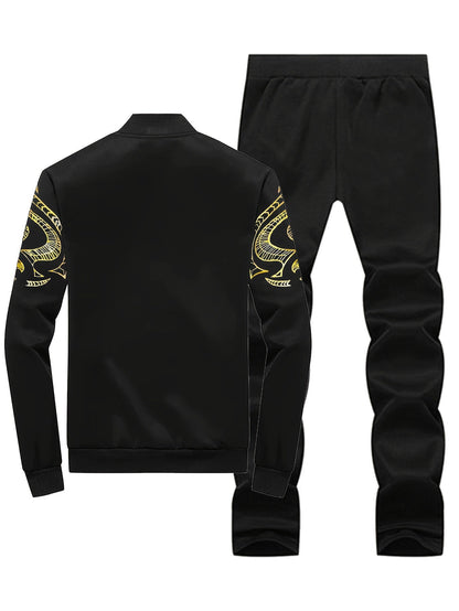 Men's Tracksuit Jacket and Pants Set - Striped Everyday Style