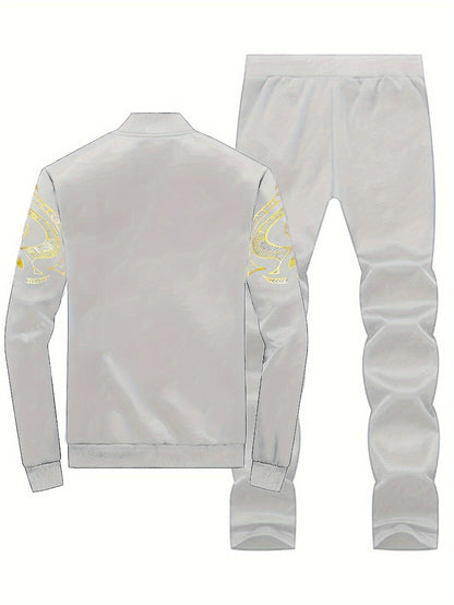 Men's Tracksuit Jacket and Pants Set - Striped Everyday Style