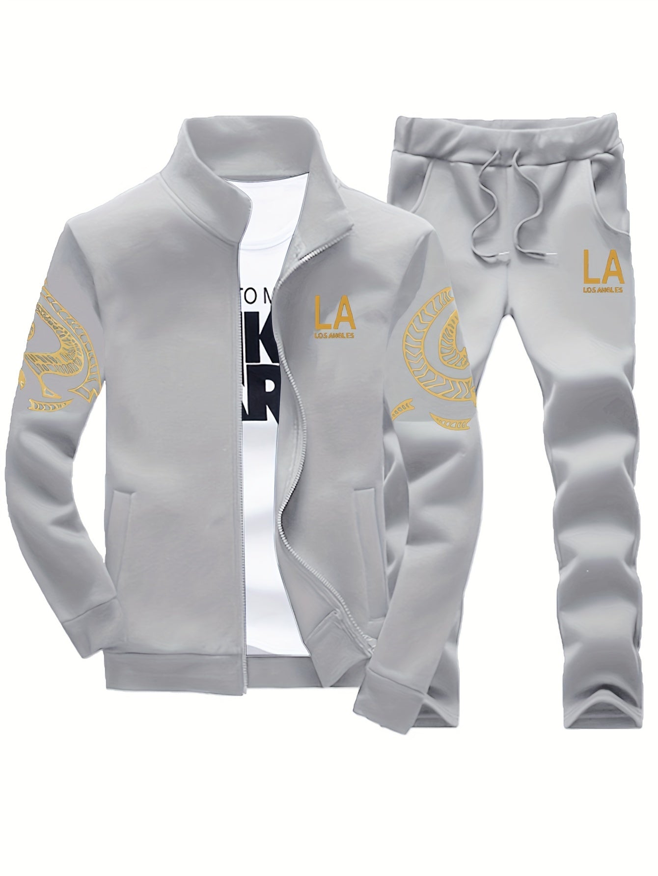 Men's Tracksuit Jacket and Pants Set - Striped Everyday Style