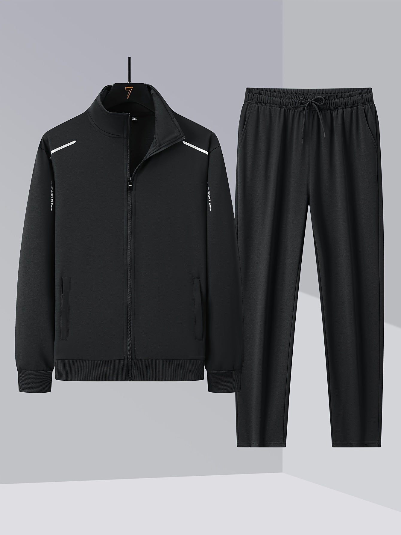 Men's Tracksuit Jacket and Pants Set - Zip Detail Everyday Style