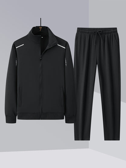 Men's Tracksuit Jacket and Pants Set - Zip Detail Everyday Style