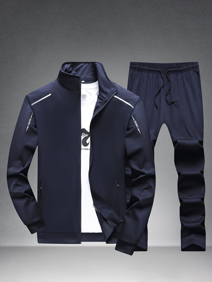 Men's Tracksuit Jacket and Pants Set - Zip Detail Everyday Style