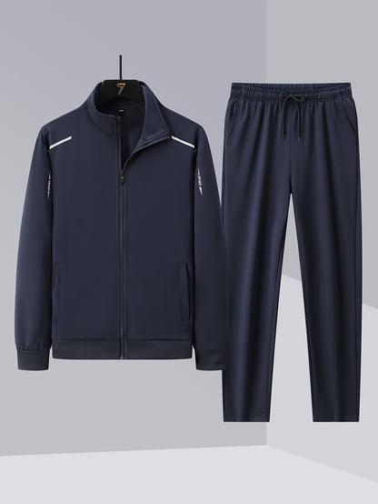 Men's Tracksuit Jacket and Pants Set - Zip Detail Everyday Style