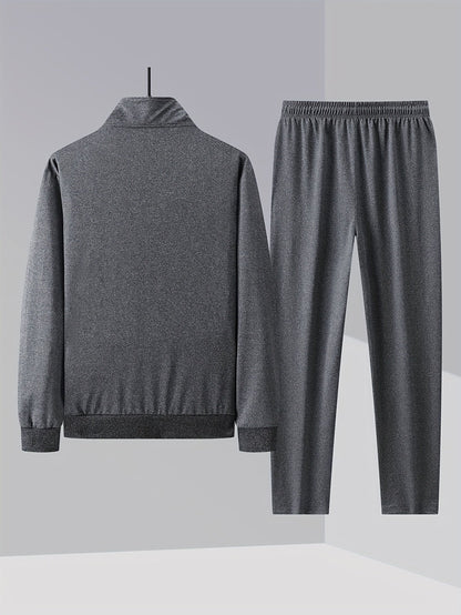 Men's Tracksuit Jacket and Pants Set - Zip Detail Everyday Style
