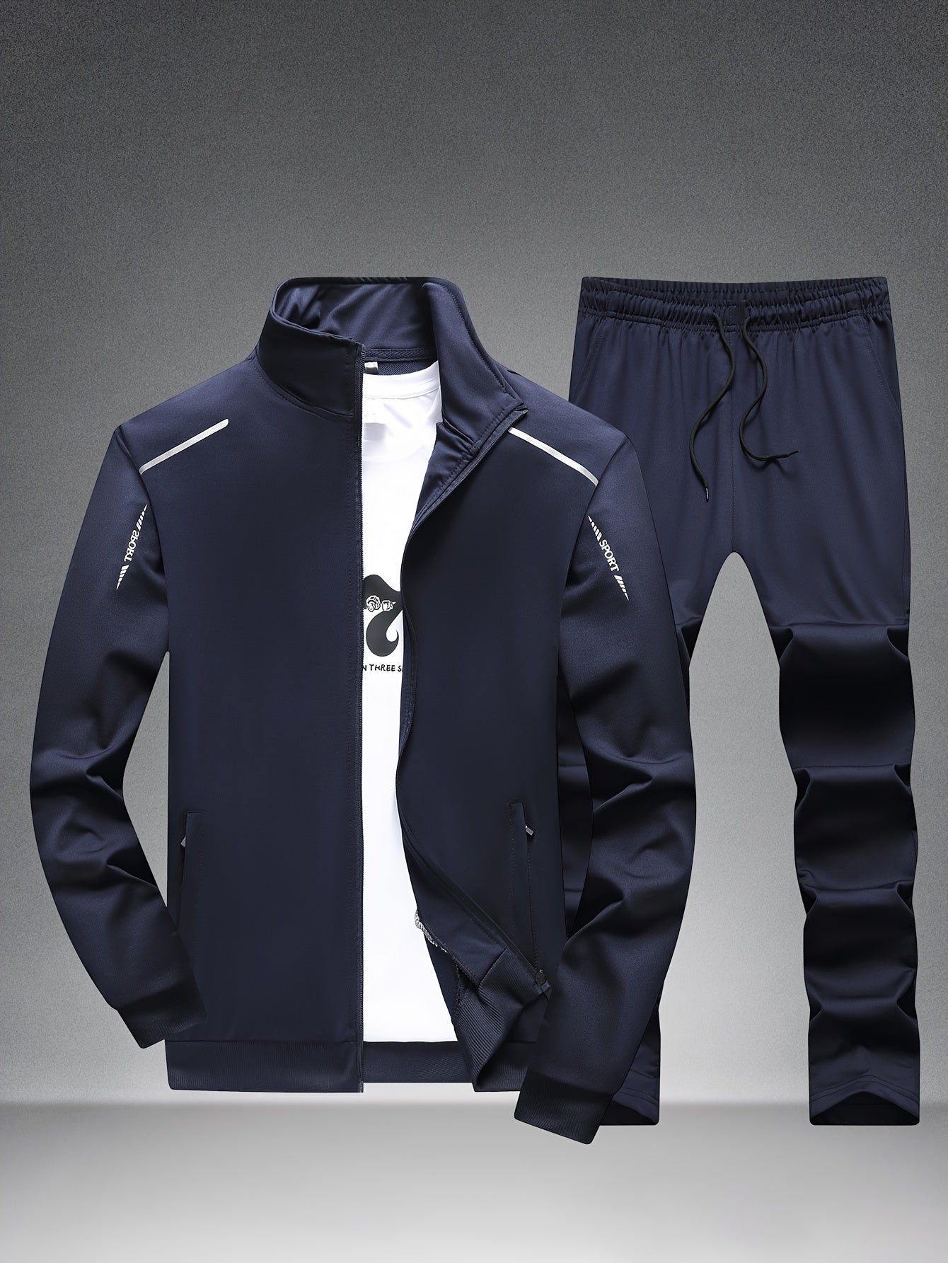 Men's Tracksuit Jacket and Pants Set - Zip Detail Everyday Style