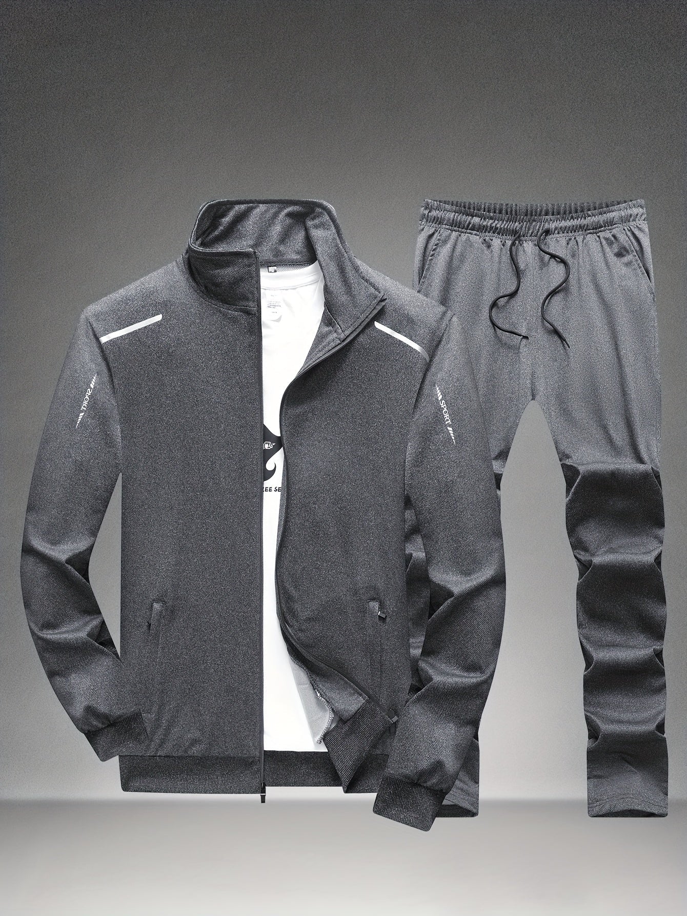 Men's Tracksuit Jacket and Pants Set - Zip Detail Everyday Style