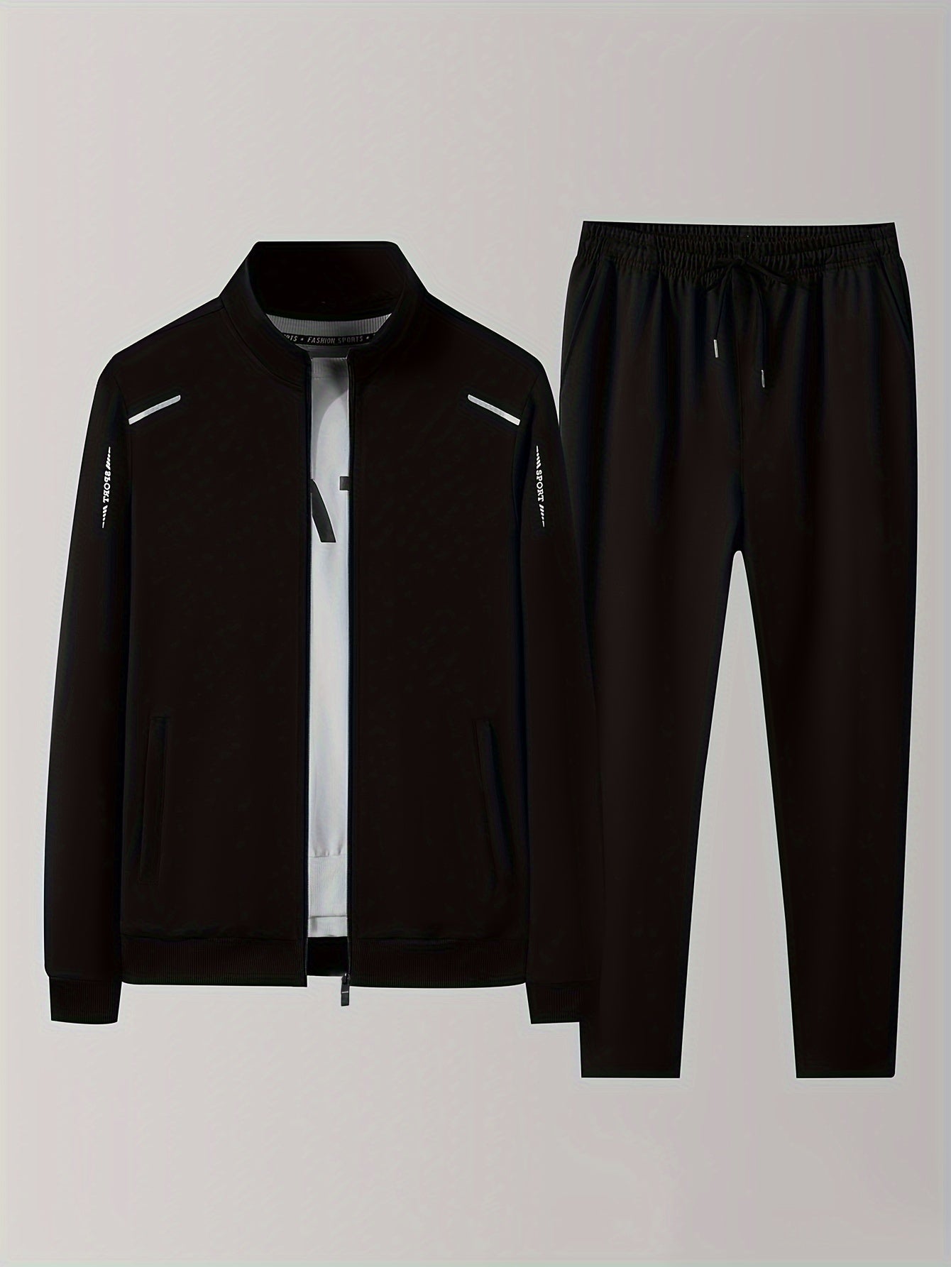 Men's Tracksuit Jacket and Pants Set - Zip Detail Everyday Style