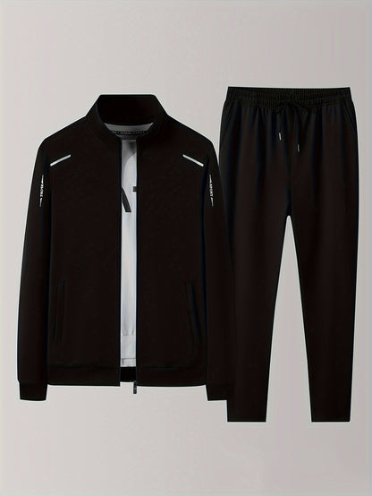 Men's Tracksuit Jacket and Pants Set - Zip Detail Everyday Style