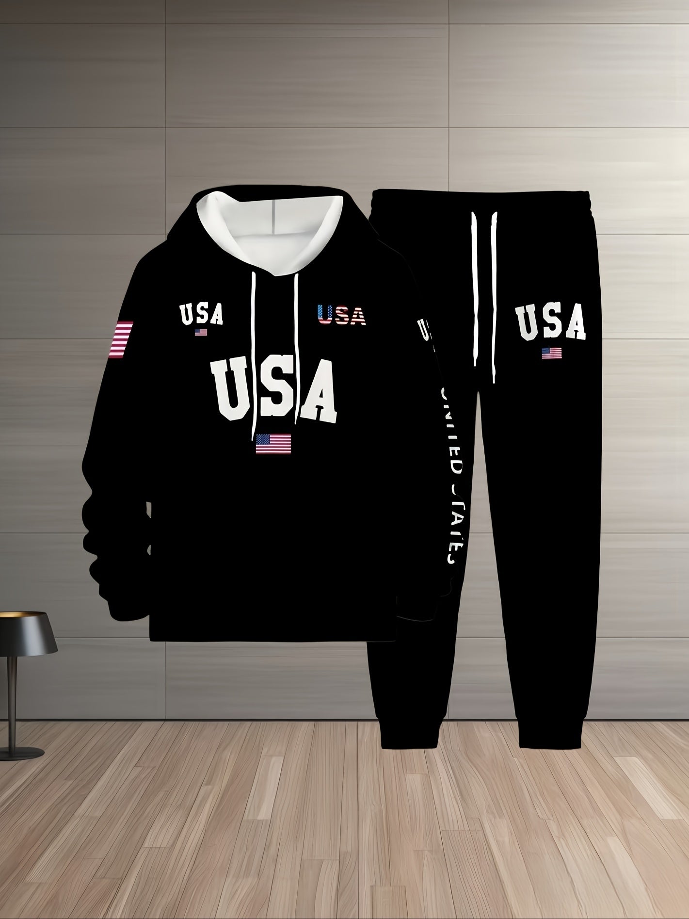 Men's Black Printed Long-Sleeve Hoodie - product view 6