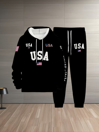 Men's Black Printed Long-Sleeve Hoodie - product view 6