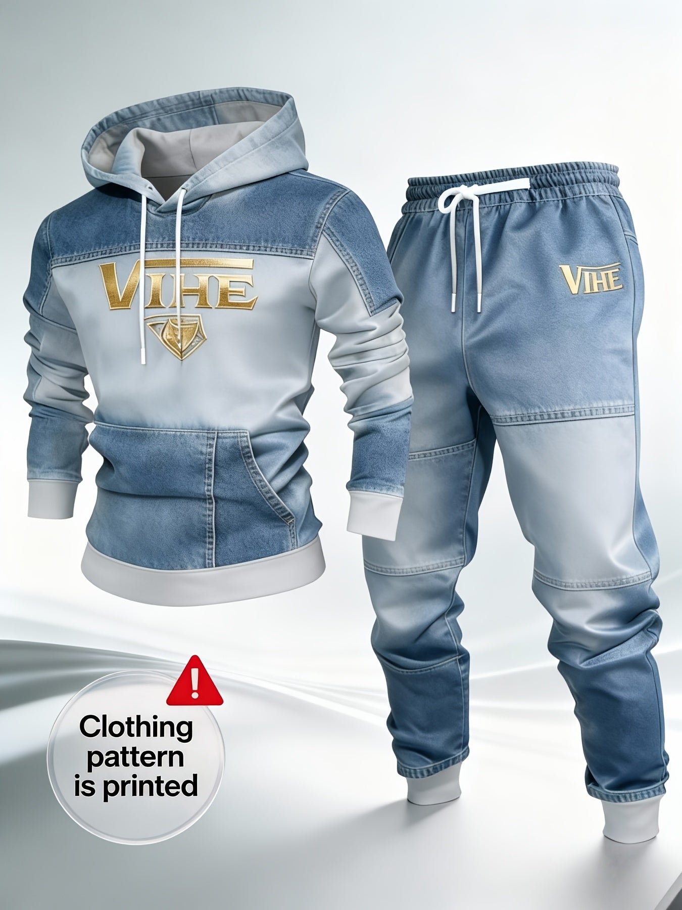 Men's Blue Denim Printed Pants - product view 13