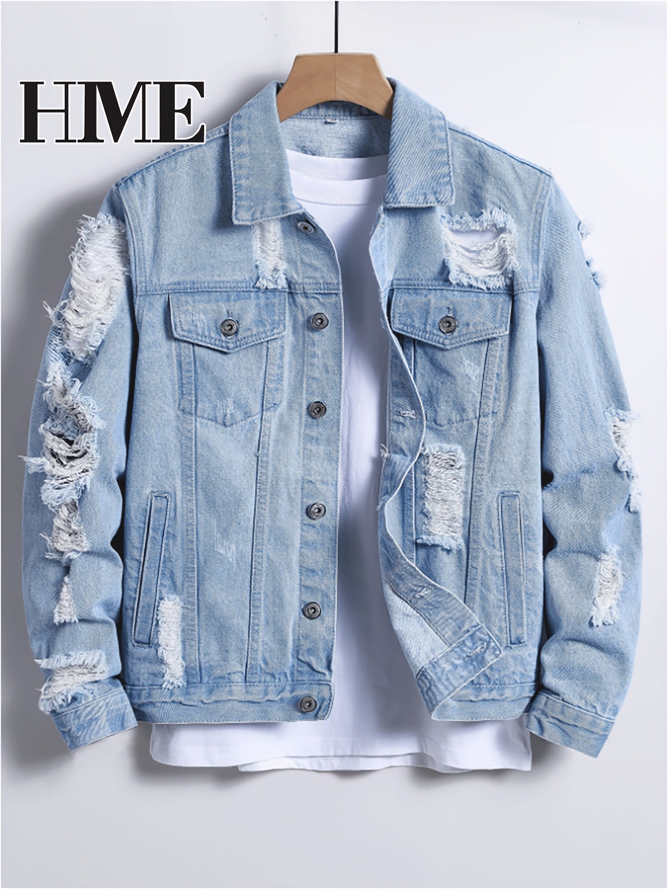 Men's Sky Blue Denim Denim Jacket - product view 9