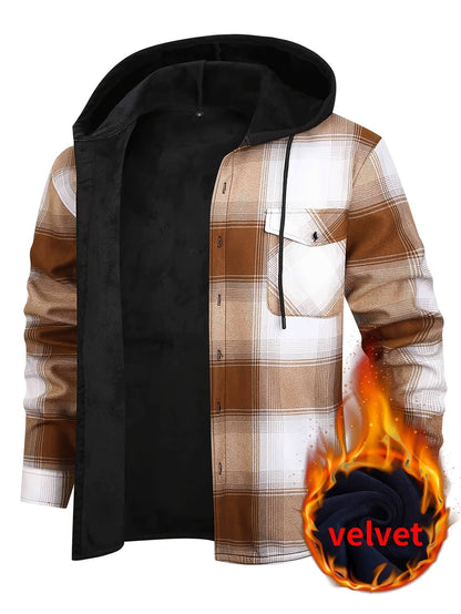 Men's Versatile Fleece Plaid Sweatshirt Everyday 621