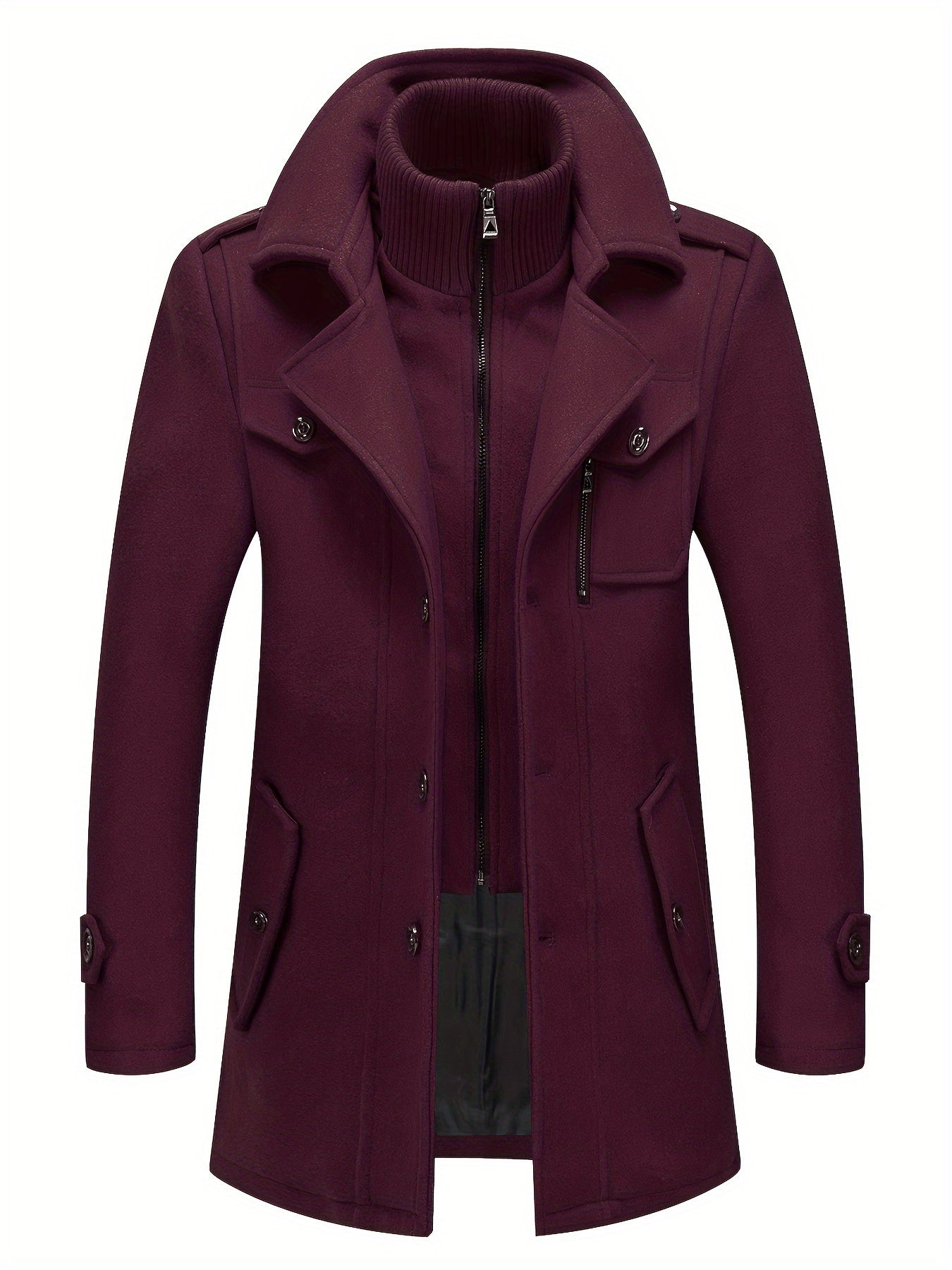 Men's Black Polyester Coat - product view 30
