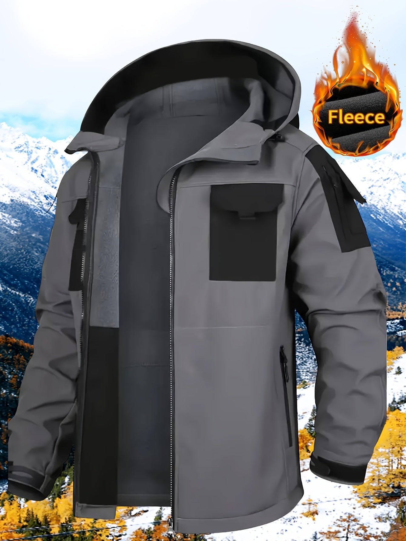 Men's Black Polyester Zip-Up Jacket - product view 15