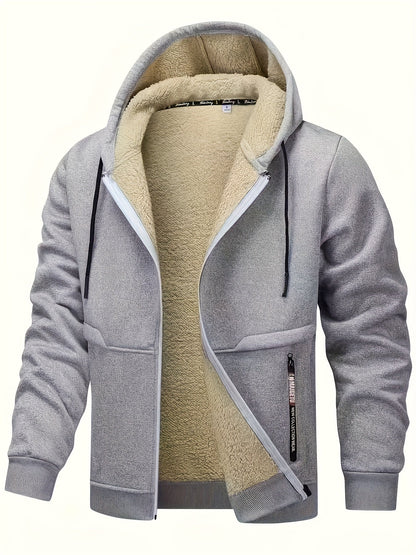 Men's Light Grey Polyester Zip-Up Jacket - product view 5