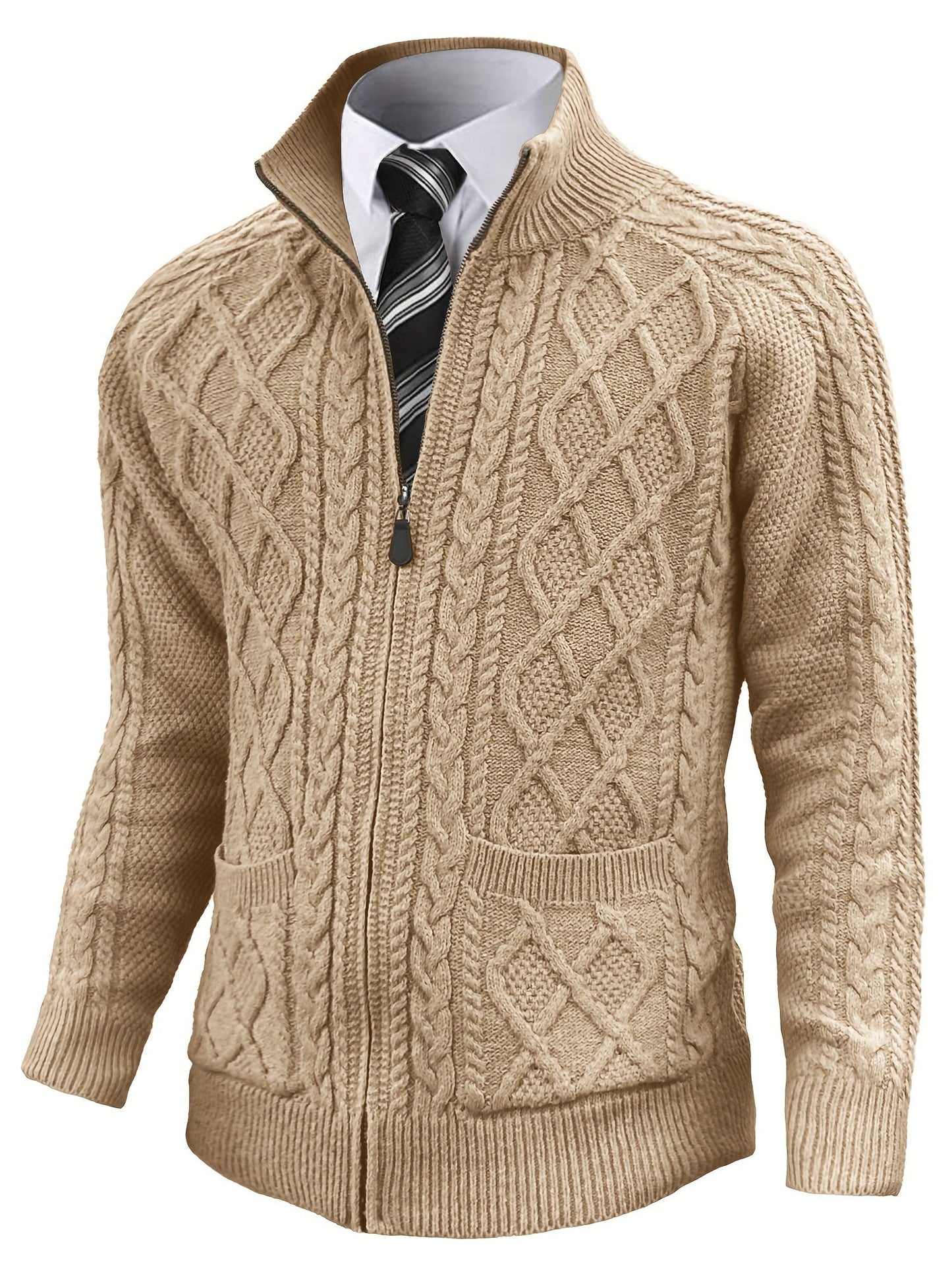 Men's Versatile Zip-Up Cardigan