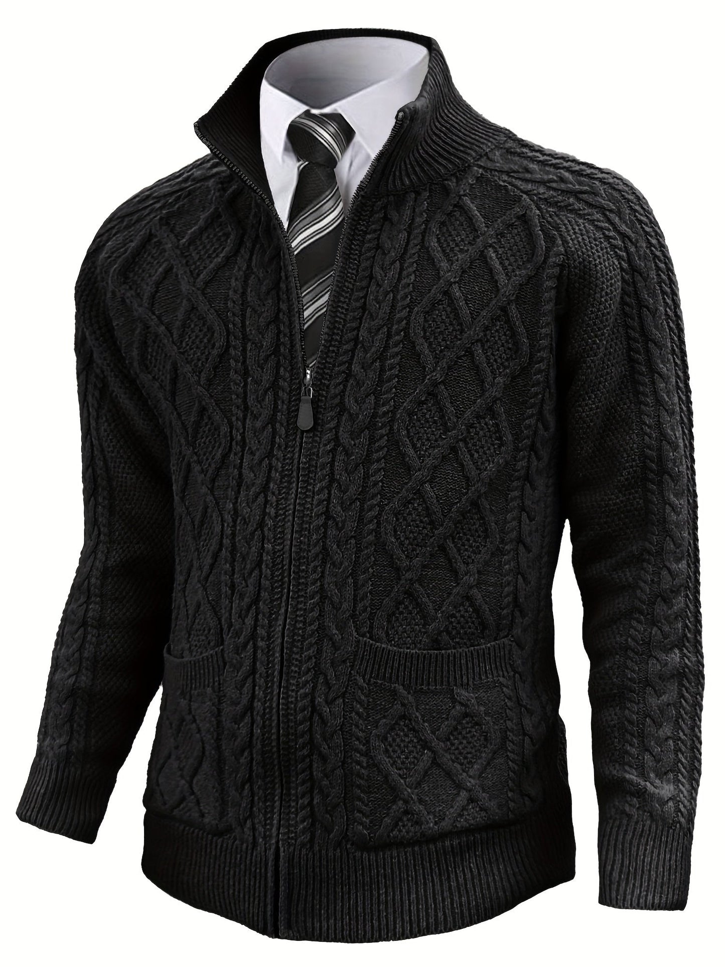 Men's Versatile Zip-Up Cardigan