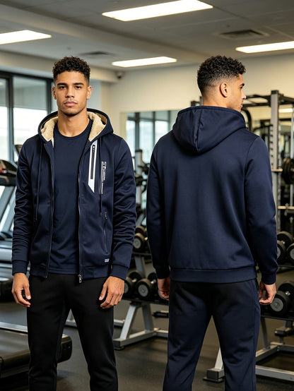 Men's Black Polyester Zip-Up Jacket - product view 18