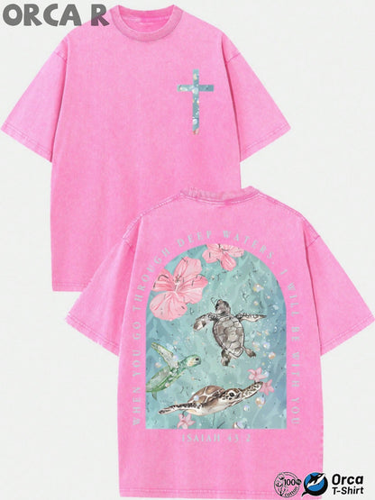 Men's Vintage Oversized T-Shirt - Round Neck Short Sleeve